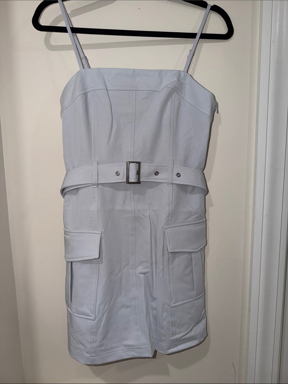 Sky Blue Belted Cargo Mini Dress